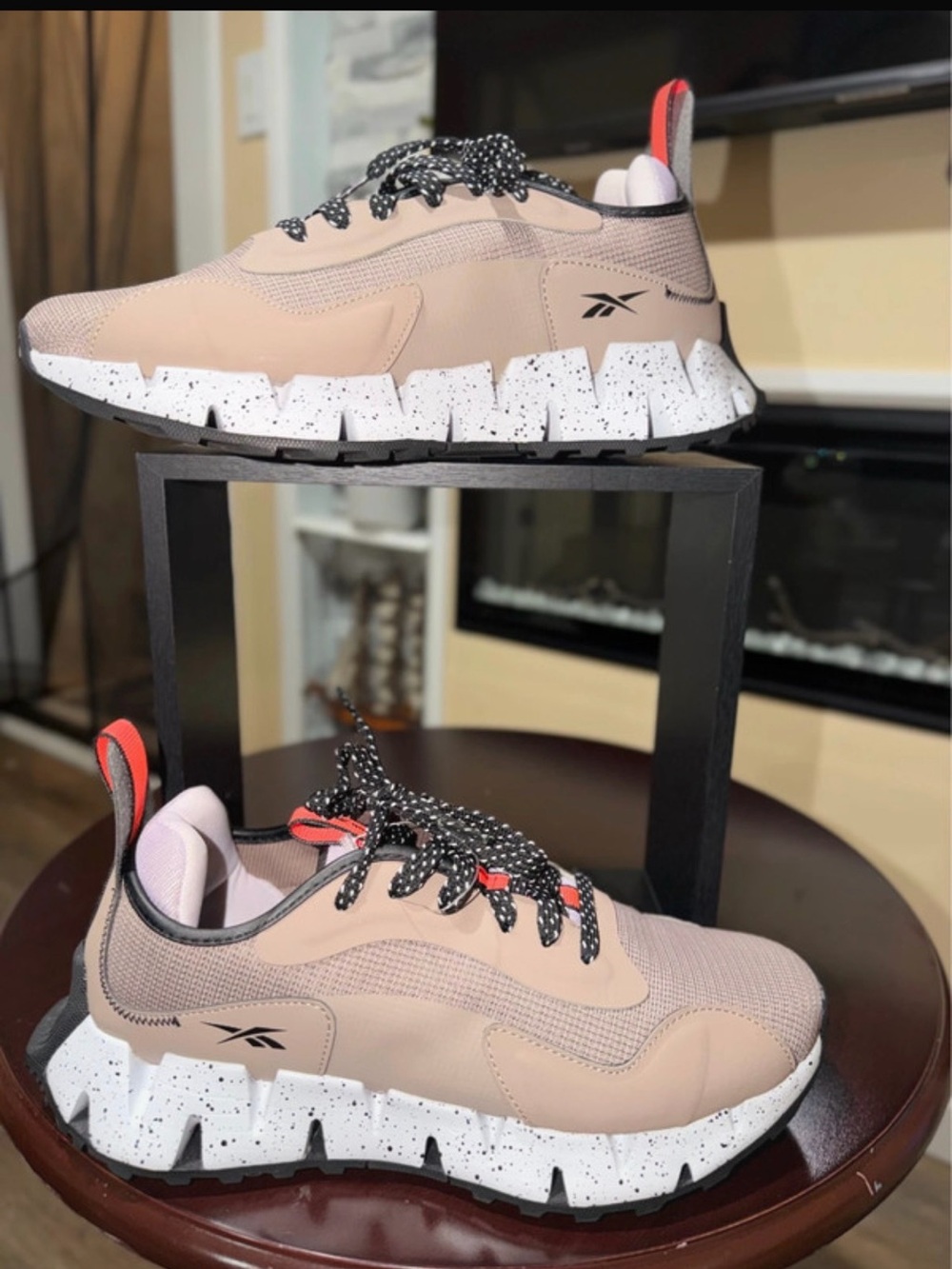 Reebok Women's Blush Pink and Coral Chunky Trail Sneakers